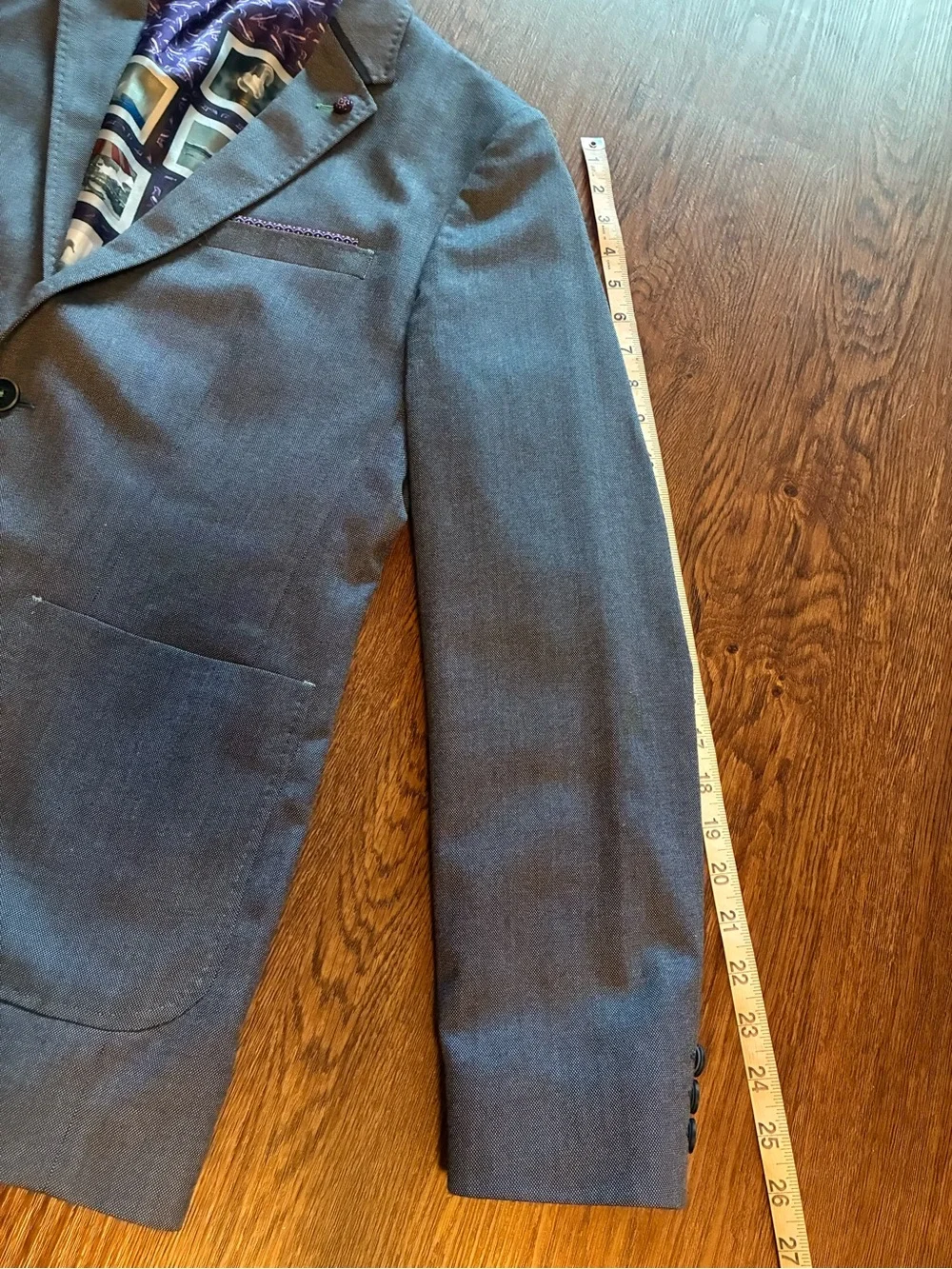Ted Baker Blue Blazer w/ Purple Detailing & Green Stitching - US Size M